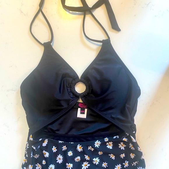 ACX daisy one piece halter cut out bathing suit - Picture 4 of 5